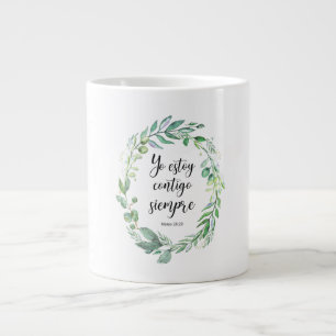 Caneca De Café Grande Yo estoy contigo siempre - versículo bíblia espanh