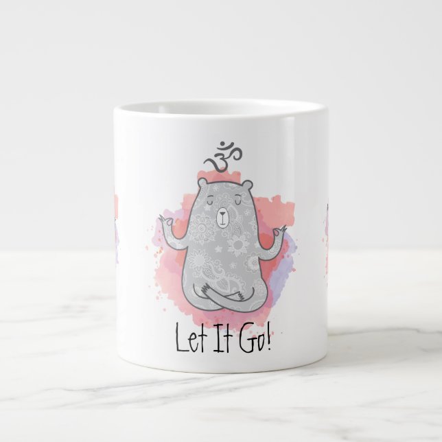 Caneca De Café Grande Yoga Bear Deixe Ir (Frente)
