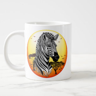 Caneca De Café Grande Zebra African Savanna Wild Animal