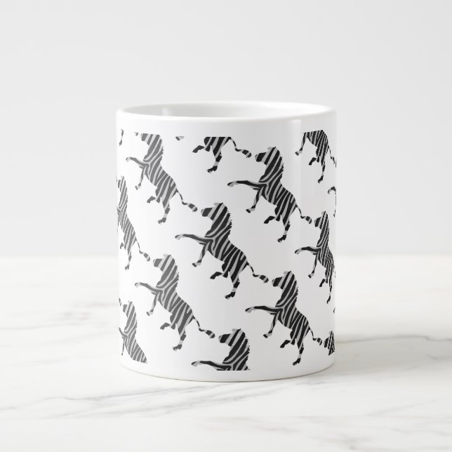 Caneca De Café Grande Zebra Black and Light Cinzas Silhouket (Frente)