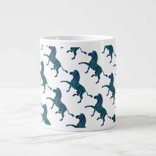 Caneca De Café Grande Zebra Black e Blue Silhouette