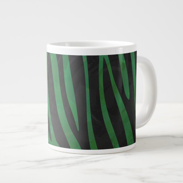 Caneca De Café Grande Zebra Black e Green Impressão (Frente Esquerda)