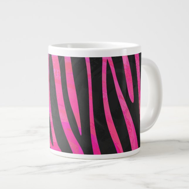 Caneca De Café Grande Zebra Black e Hot Pink Impressão (Frente Esquerda)