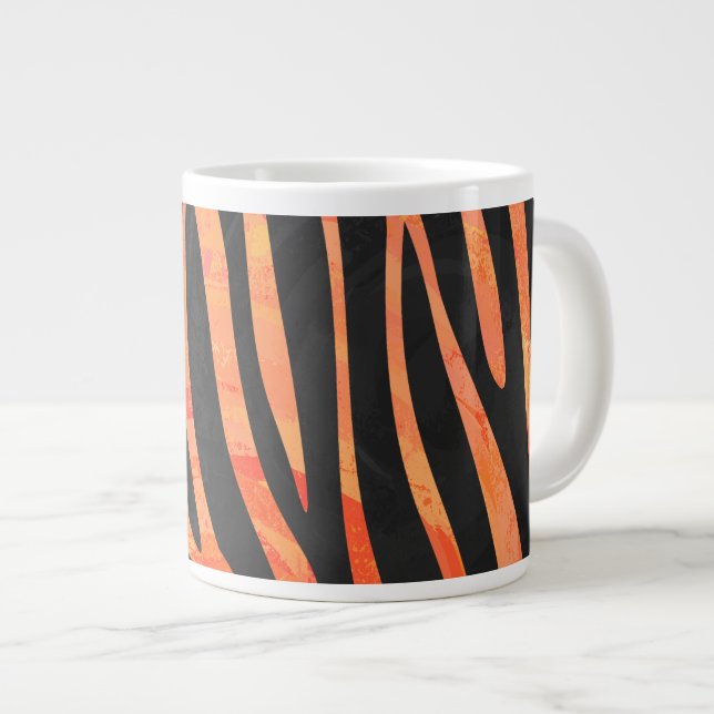 Caneca De Café Grande Zebra Black e Orange Impressão (Frente Esquerda)