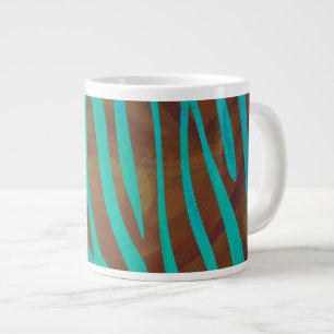 Caneca De Café Grande Zebra Brown e Teal Impressão