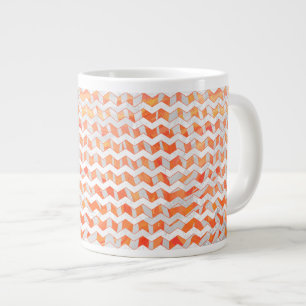 Caneca De Café Grande Zebra Chevron Laranja e Branco