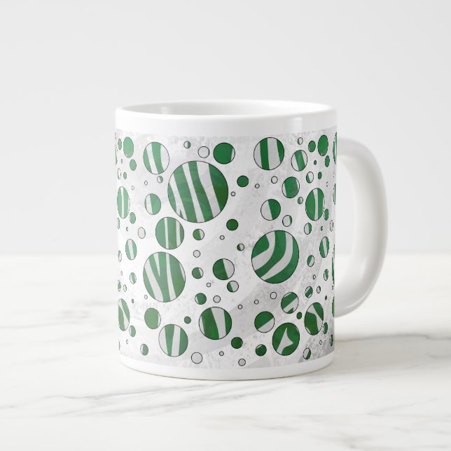Caneca De Café Grande Zebra Green e Bolinhas branca (Frente Esquerda)