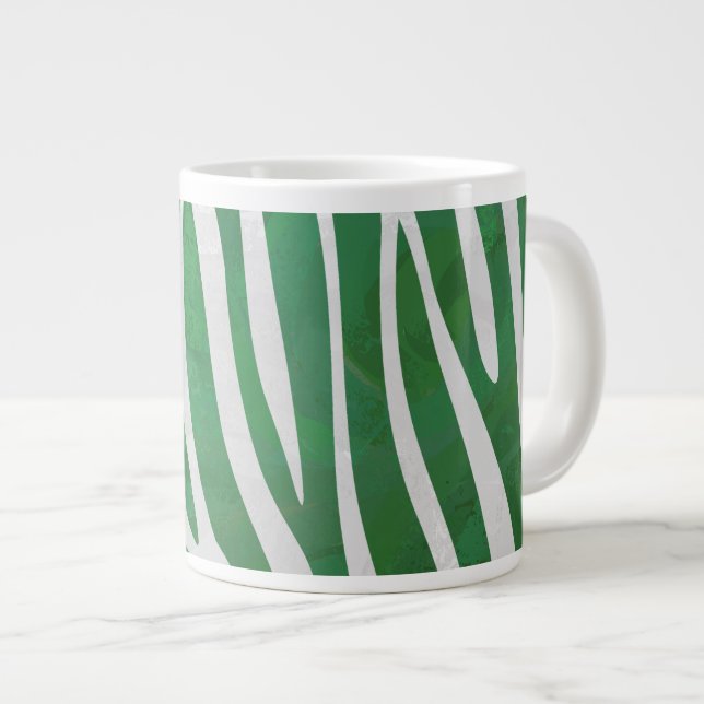 Caneca De Café Grande Zebra Green e White Impressão (Frente Esquerda)