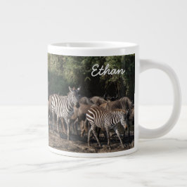 Caneca De Café Grande Zebra Herd Personalize Nome Seriamente