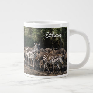 Caneca De Café Grande Zebra Herd Personalize Nome Seriamente