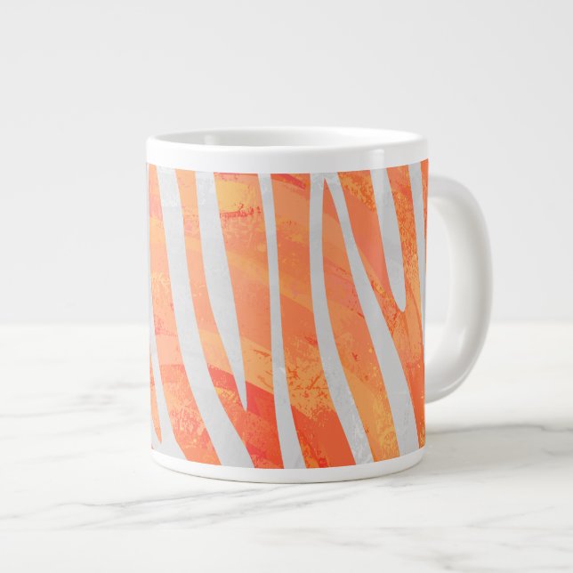 Caneca De Café Grande Zebra Orange e Impressão branca (Frente Esquerda)