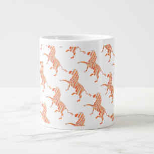 Caneca De Café Grande Zebra Orange e White Silhouette