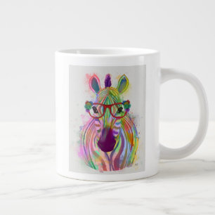 Caneca De Café Grande Zebra Rainbow Splash