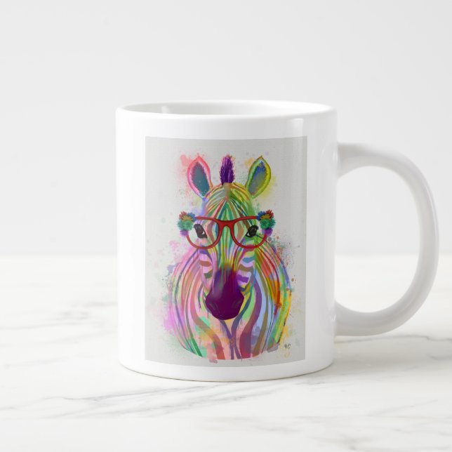 Caneca De Café Grande Zebra Rainbow Splash (Direita)