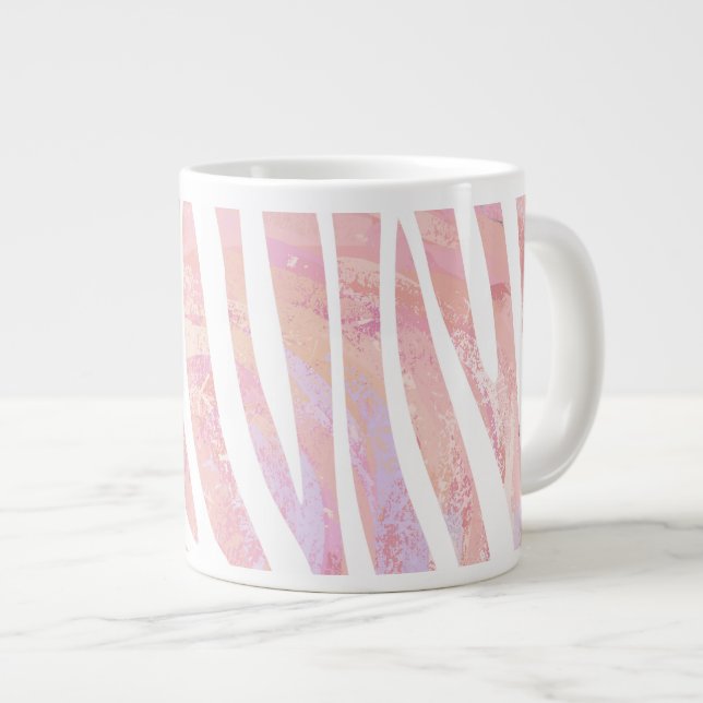 Caneca De Café Grande Zebra rosa e Impressão branca (Frente Esquerda)