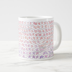 Caneca De Café Grande Zebra Rosa e White Chevron