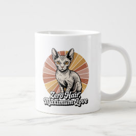 Caneca De Café Grande Zero Cabelo Amor Máximo Sphynx Retro