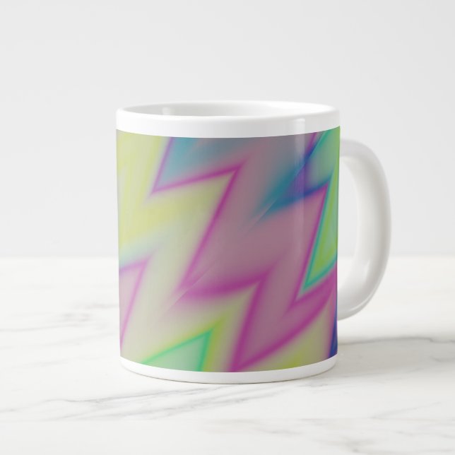 Caneca De Café Grande Zigue-zagues de Arco-íris (Frente Esquerda)
