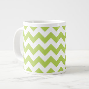 Caneca De Café Grande Zigzag Verde, Chevron Verde, Padrão Geométrico