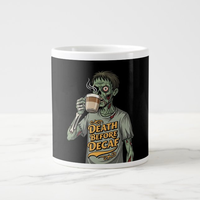 Caneca De Café Grande Zombie Coffee Lover Halloween (Frente)