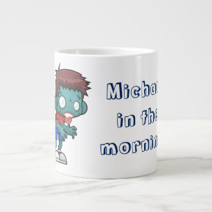 Caneca De Café Grande Zombie engraçado pela manhã