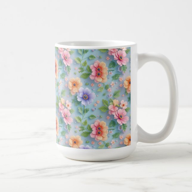 Caneca De Café Grandes Flores de Papel Coloridas (Direita)
