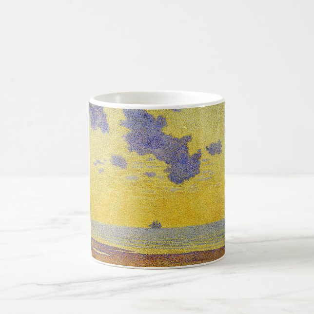 Caneca De Café Grandes Nuvens (Céu Amarelo) (Paisagem Elegante) (Centro)