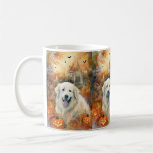 Caneca De Café Grandes Pirenéus de Halloween com Abóboras Assusta