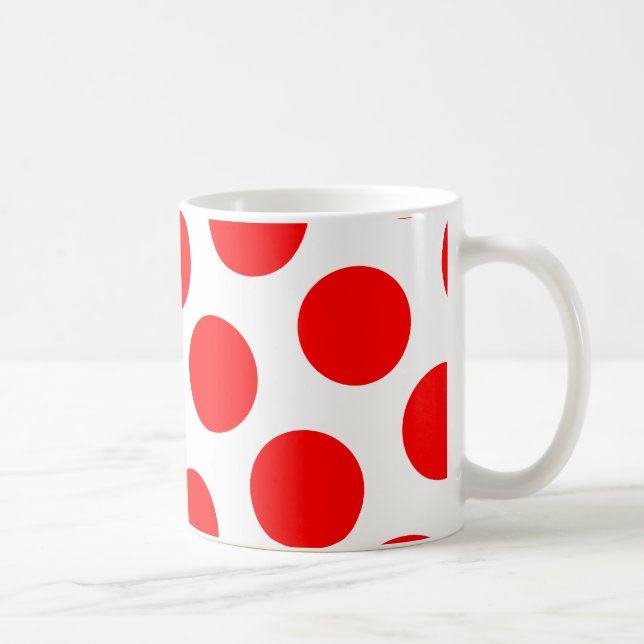 Caneca De Café Grandes Pontos Brancos e Vermelhos (Direita)