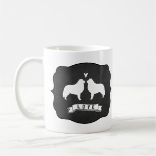 Caneca De Café Grandes Silhuetas de Cachorro Pirenéus Amor