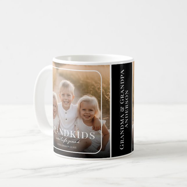 Caneca De Café Grandkids Make Life Grand Custom Photo Grandparent (Frente Esquerda)