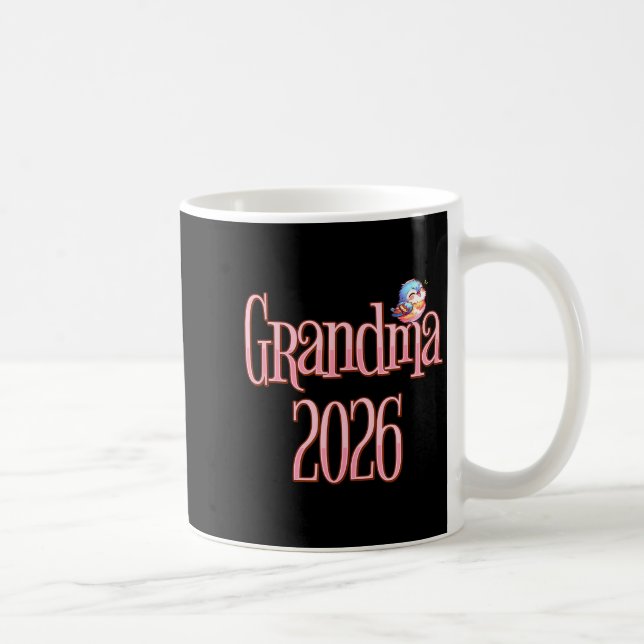 Caneca De Café Grandma 2026 Cute Bird New Grandma Pregnancy Revea (Direita)