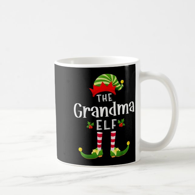 Caneca De Café Grandma Christmas Elf Matching Pajama X-mas Party  (Direita)