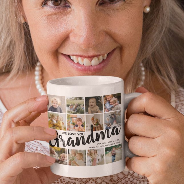 Caneca De Café GRANDMA, Colagem de Fotos, Nomes e Oferta de Cotaç (Criador carregado)
