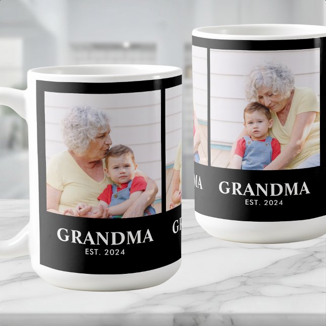 Caneca De Café Grandma Established Bold Black 3 Photo Coffee (Criador carregado)