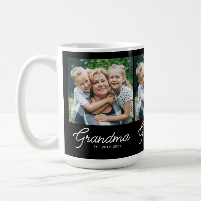 Caneca De Café Grandma Established Script Black Photo (Esquerda)