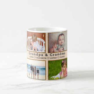 Caneca De Café Grandma & Grandpa Mug – Custom 8 Photos & Names