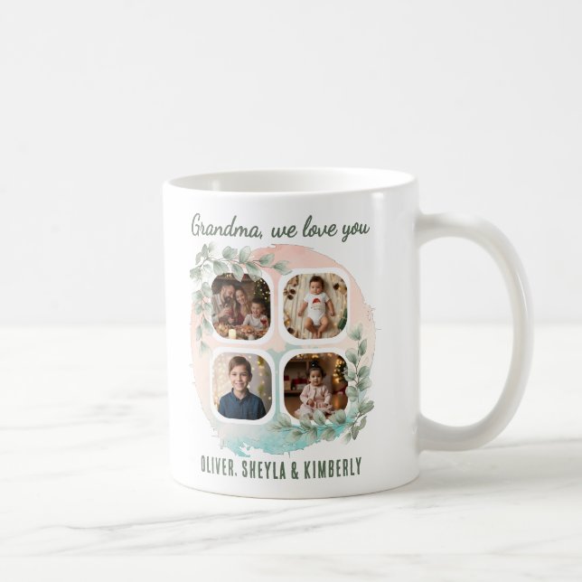 Caneca De Café Grandma we love you 6 Photo Collage Eucalyptus (Direita)