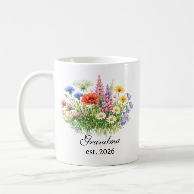 Caneca De Café Grandma Wildflower Watercolor  (Esquerda)