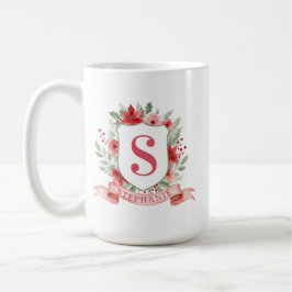 Caneca De Café Grandmillennial Holiday Crest | Christmas Monogram