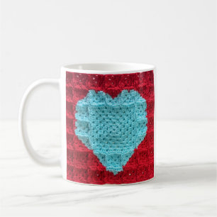 Caneca De Café Granny Square Heart Mug, Copo de café do Coraçã