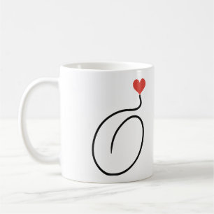 Caneca De Café Grão de Café Arte de Linha Única com Coração Verme