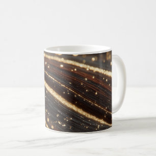Caneca De Café Grãos de madeira de noz-escura com rios Dourados e
