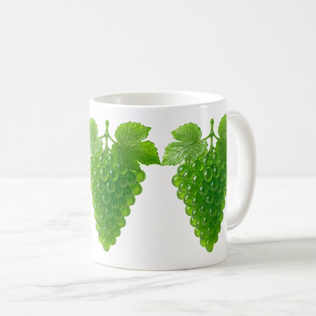 Caneca De Café Grappe raisin vert 3d (Frente Esquerda)