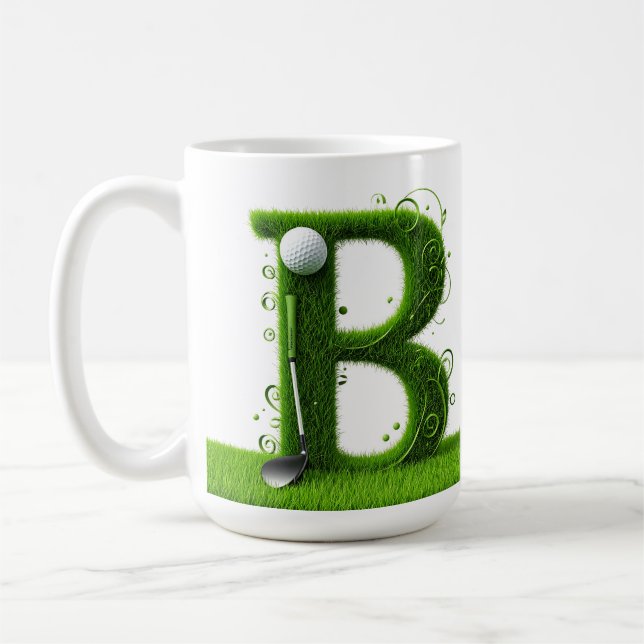 Caneca De Café Grass Letter Golf Theme With Balls And Clubs (Esquerda)