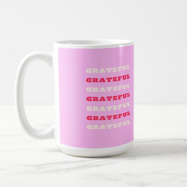 Caneca De Café Grata, Agradecida, Citação de Gratidão, Rosa, Féri (Esquerda)