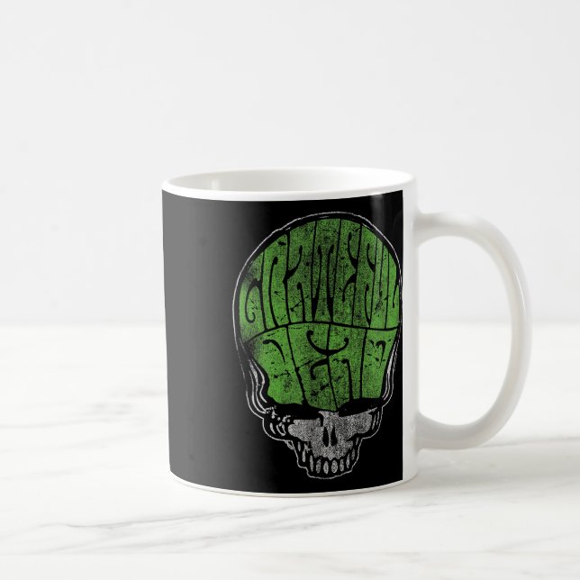 Caneca De Café Grateful Dead Psychedelic Green Stealie Skull Vint (Direita)