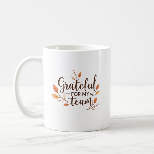 Caneca De Café Grateful for My Team Personalized Thanksgiving (Esquerda)