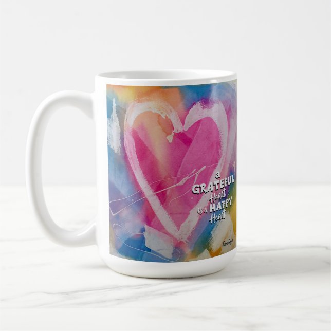 Caneca De Café Grateful Happy Heart Mug art de Pedie Wolfond (Esquerda)