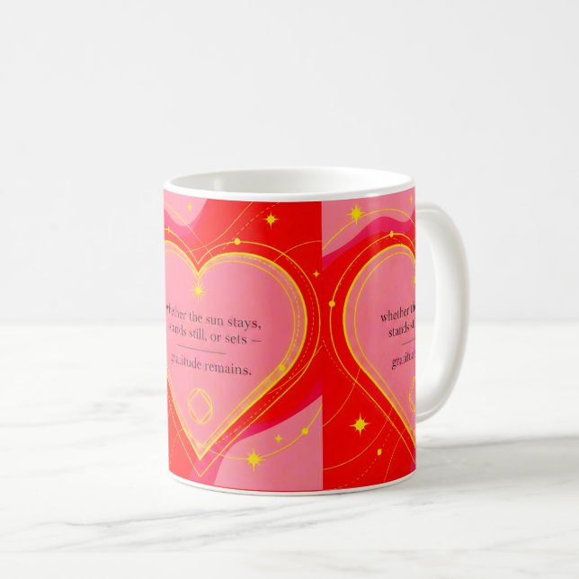 Caneca De Café Gratidão Permanece™: Afirmação de Amor e Intenção  (Frente Esquerda)